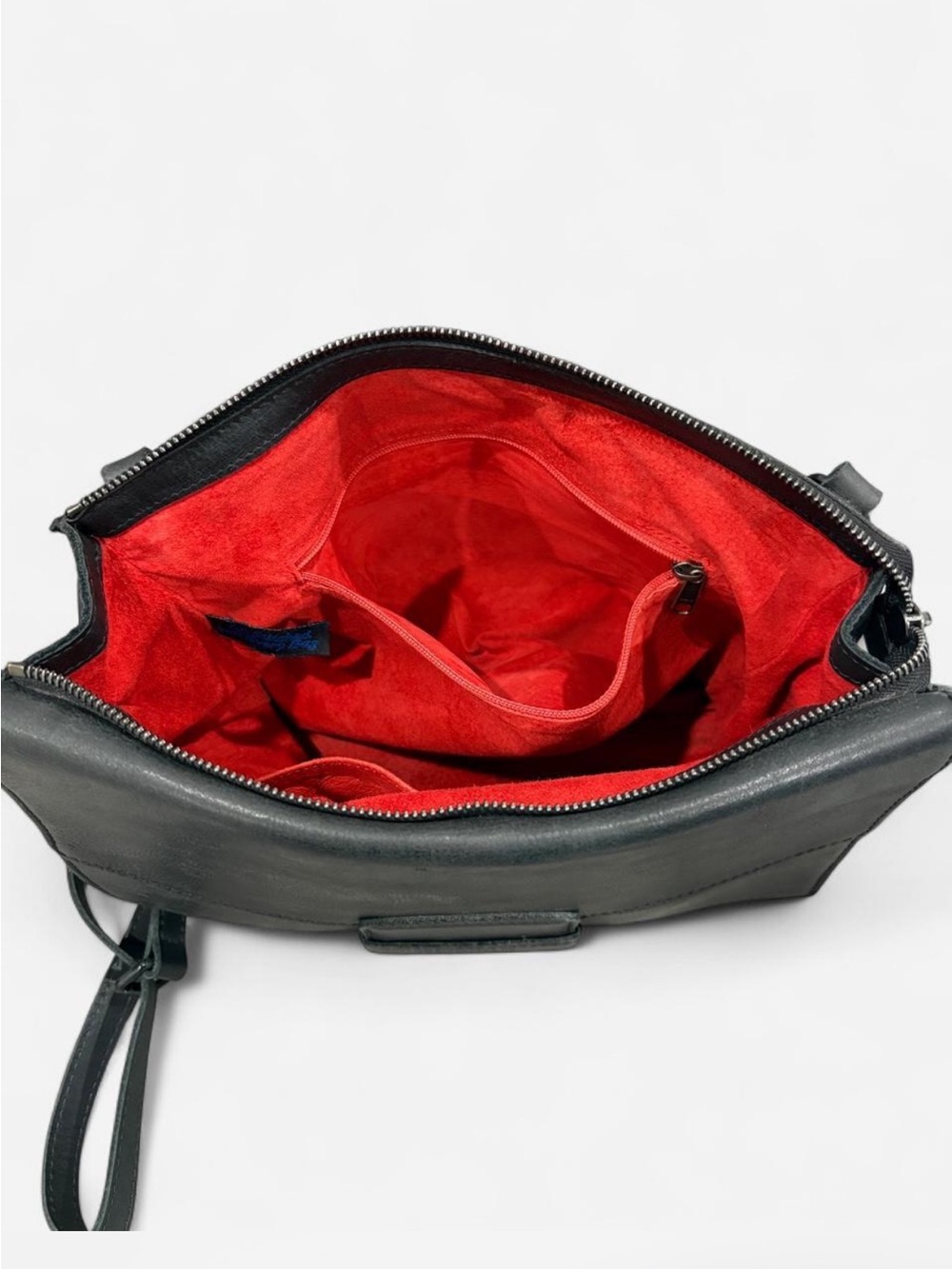 Hammitt LA Black Leather Edgy Messenger Crossbody Bag Red Interior $425 - Picture 8 of 11